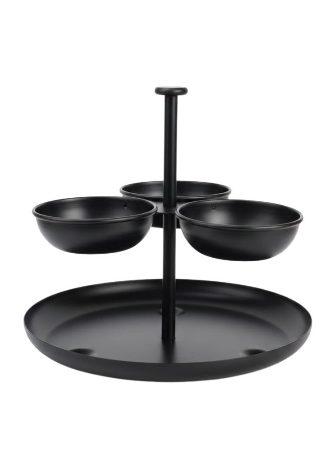 Happy Home Multi-Tier Serving Tray with 3 Upper Bowls and Large Base – Modern Snack Organizer with Central Handle for Nuts, Chips, Candy, and Dried Fruits, Ideal for Parties and Dining Table, Easy to Clean, Height 24cm, Upper Bowls Diameter 10cm, Bottom Tray 25cm - Image 2
